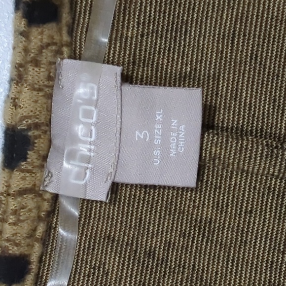 Chico's Top Womens XL Leopard Print Tie Front Shawl Size 3 - Picture 5 of 6